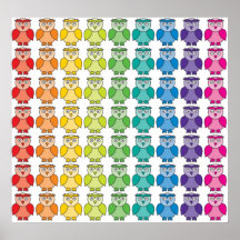 Print - Cute Rainbow Owl Pattern