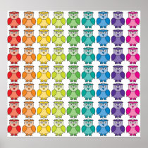 Print - Cute Rainbow Owl Pattern