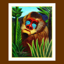 Print: Mandrill in the Jungle by Henri Rousseau