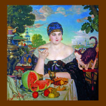 Print:  Merchant's Wife by Boris Kustodiev