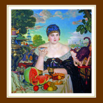Print:  Merchant's Wife by Boris Kustodiev posters