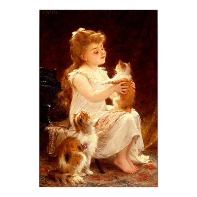 Print: Playing with the Kitten by VintagePets