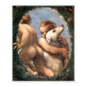 Print: Two Cherubs, One with a Dog by VintagePets Print: Two Cherubs, One with a Dog