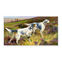 Print: Two English Setters in Field by VintagePets Print: Two English Setters in Field