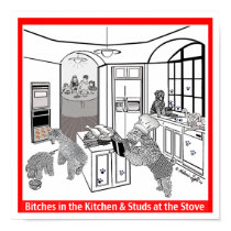 Print: Wheaten Terrier: "Bitches in the Kitchen" by wheatenterrier Print: Wheaten Terrier: "Bitches in the Kitchen"