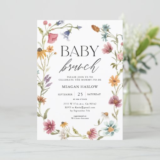 Printable Wildflower Floral Baby Brunch Invitation Zazzle