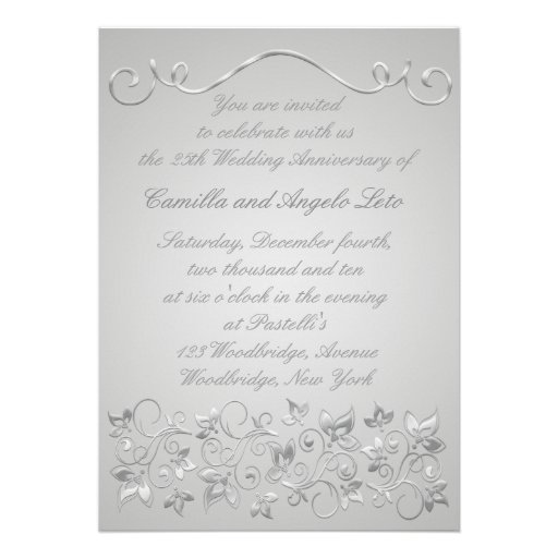 PRINTED BOW 25th Wedding Anniversary Photo Invite