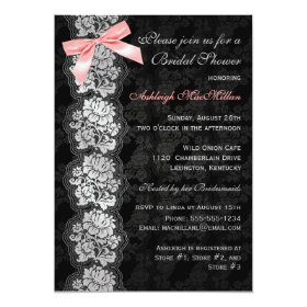 PRINTED BOW Black Floral Lace Bridal Shower Invite 5