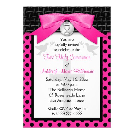 PRINTED BOW First Holy Communion Invitation