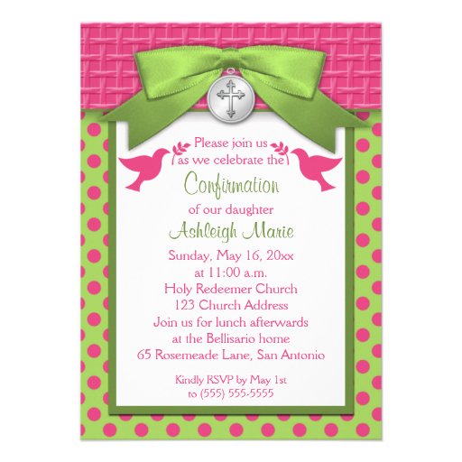 PRINTED BOW First Holy Confirmation Invitation