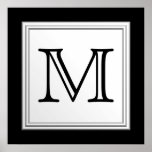 Printed Custom Monogram. Black and Pale Gray.