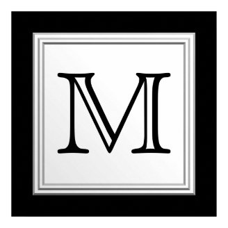 Printed Custom Monogram. Black and Pale Gray.