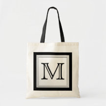Printed Custom Monogram. Black and Pale Gray. Bag