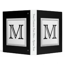Printed Custom Monogram. Black and Pale Gray. Vinyl Binders