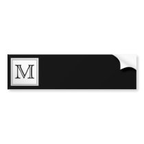 Printed Custom Monogram. Black and Pale Gray. Bumper Sticker