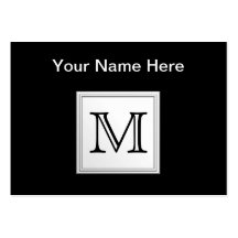 Printed Custom Monogram. Black and Pale Gray. Business Card Templates