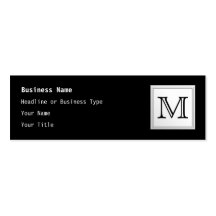 Printed Custom Monogram. Black and Pale Gray. Business Card