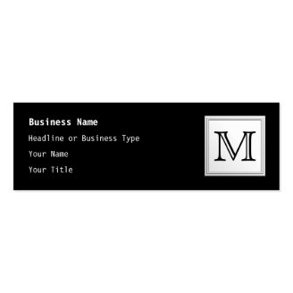 Printed Custom Monogram. Black and Pale Gray. Business Card