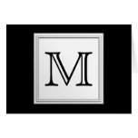 Printed Custom Monogram. Black and Pale Gray. Greeting Cards