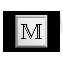 Printed Custom Monogram. Black and Pale Gray. Greeting Cards