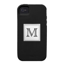 Printed Custom Monogram. Black and Pale Gray. Case For The iPhone 4