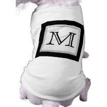 Printed Custom Monogram. Black and Pale Gray. Dog Tee