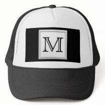 Printed Custom Monogram. Black and Pale Gray. Hats
