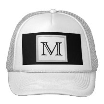 Printed Custom Monogram. Black and Pale Gray. Hats