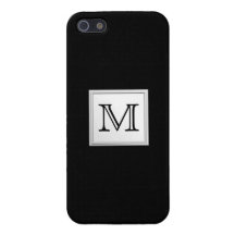 Printed Custom Monogram. Black and Pale Gray. Cases For iPhone 5