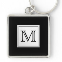 Printed Custom Monogram. Black and Pale Gray. Key Chains