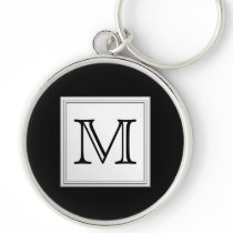Printed Custom Monogram. Black and Pale Gray. Key Chains