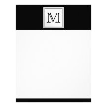Printed Custom Monogram. Black and Pale Gray. Personalized Letterhead