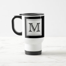Printed Custom Monogram. Black and Pale Gray. Mugs
