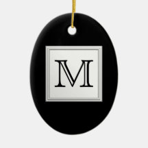 Printed Custom Monogram. Black and Pale Gray. Ornament