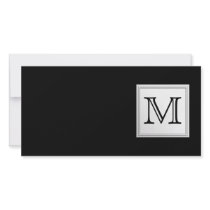 Printed Custom Monogram. Black and Pale Gray. Photo Card Template
