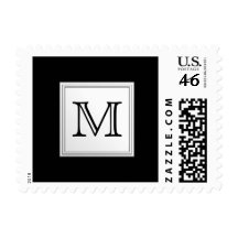 Printed Custom Monogram. Black and Pale Gray. Stamp