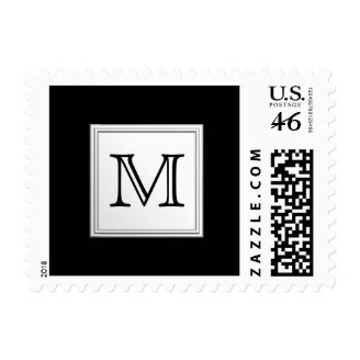 Printed Custom Monogram. Black and Pale Gray. Stamp