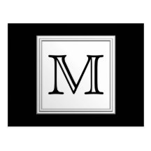Printed Custom Monogram. Black and Pale Gray. Postcards