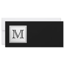 Printed Custom Monogram. Black and Pale Gray. Rack Cards