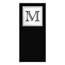 Printed Custom Monogram. Black and Pale Gray. Custom Rack Cards