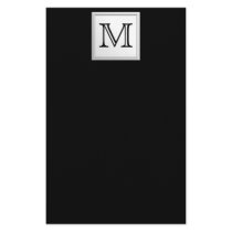 Printed Custom Monogram. Black and Pale Gray. Stationery