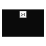 Printed Custom Monogram. Black and Pale Gray. Stationery Paper