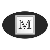 Printed Custom Monogram. Black and Pale Gray. Sticker