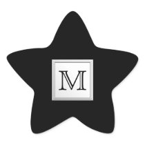 Printed Custom Monogram. Black and Pale Gray. Star Stickers
