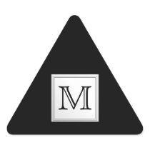 Printed Custom Monogram. Black and Pale Gray. Triangle Stickers