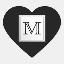 Printed Custom Monogram. Black and Pale Gray. Sticker