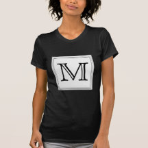 Printed Custom Monogram. Black and Pale Gray. T Shirt