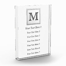 Printed Custom Monogram. Black and White. Awards