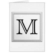 Printed Custom Monogram. Black and White. Cards