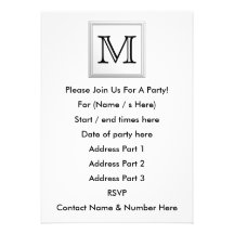 Printed Custom Monogram. Black and White. Custom Invite